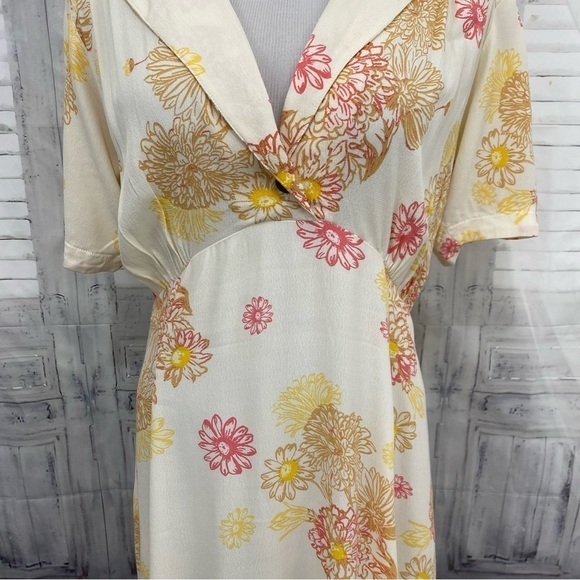 Free People Size Small Hawaii Mini Dress Swing Skirt V Neck Short Sleeve Pockets - Picture 4 of 14